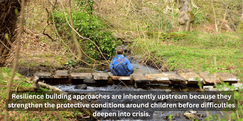 Upstream Thinking in ASN; child sitting on a bridge