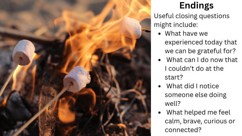Endings: Marshmallows being toasted on a campfire